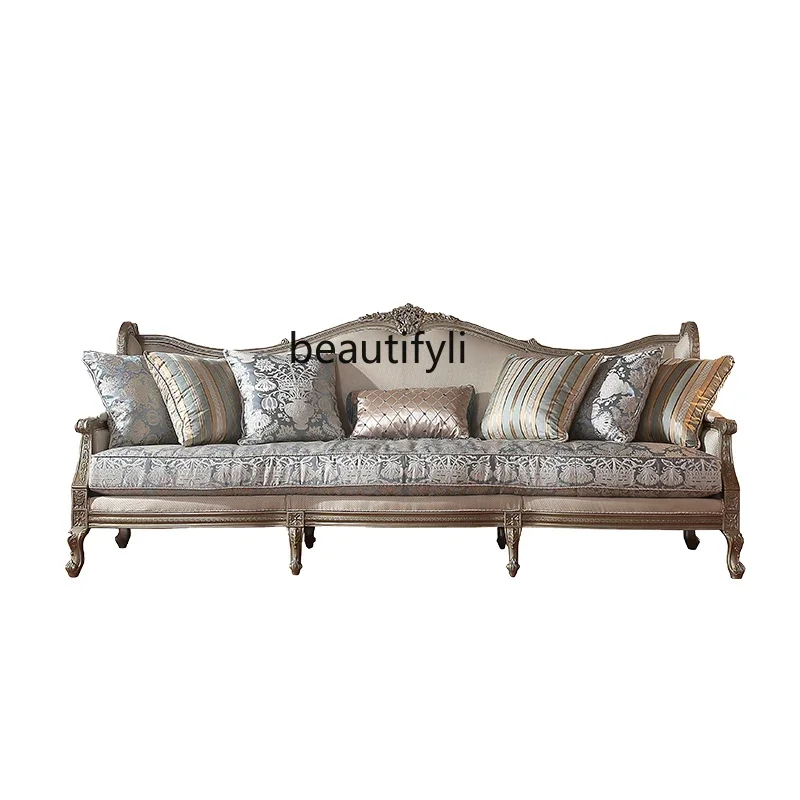 Y13 European chenille solid wood fabric sofa living room French light luxury villa whole house furniture set