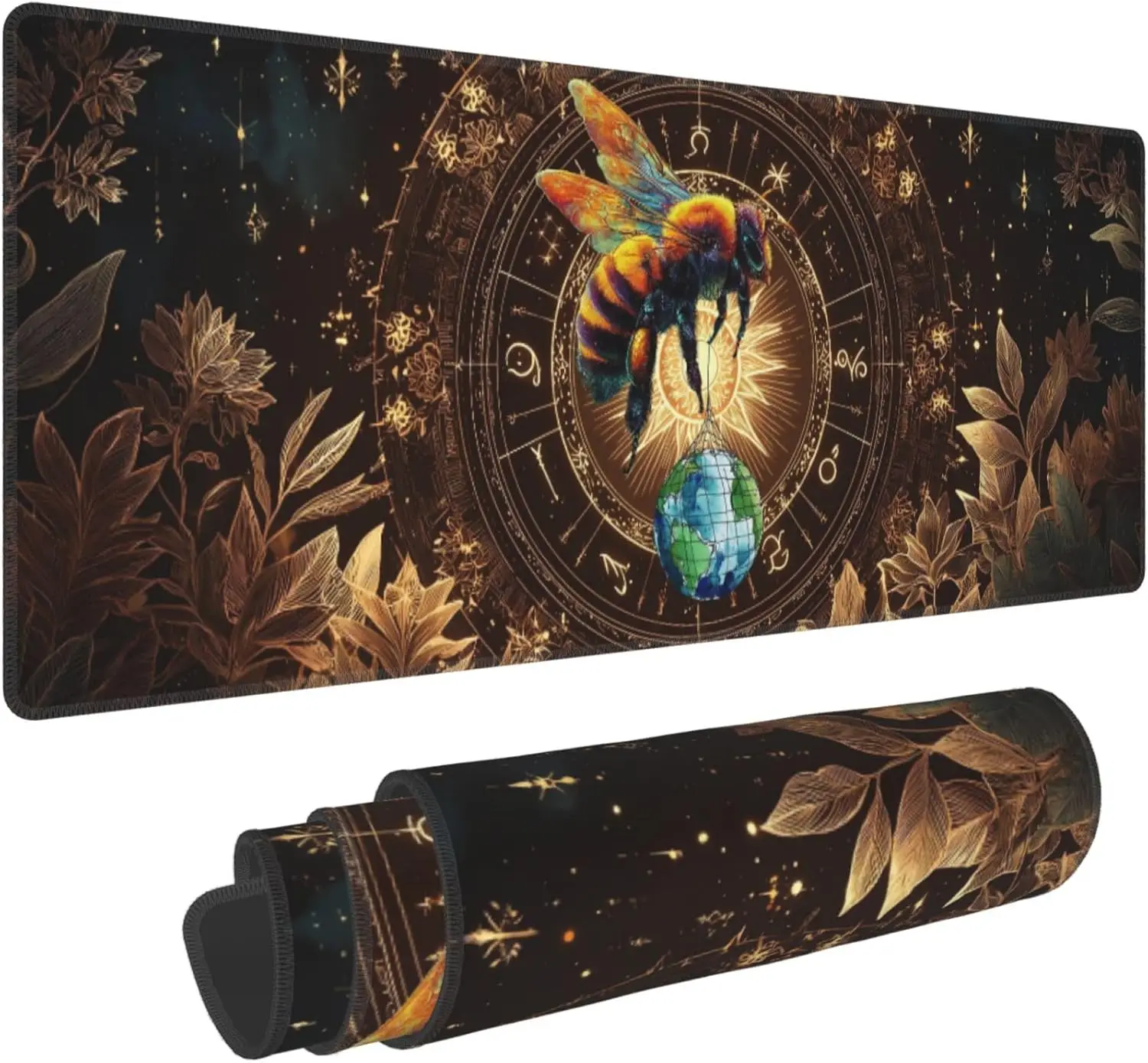 Bee-Themed Extended Gaming Mouse Pad – XL Large Desk Mat with Stitched Edges for Gamers and Home Office