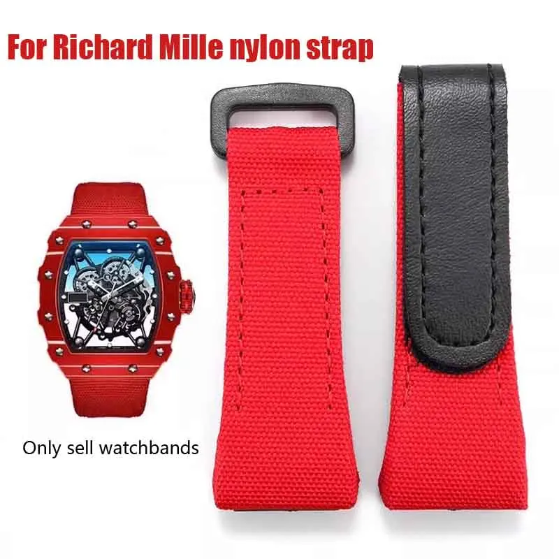 Ремешок для часов для Richard Mille, нейлоновый ремешок, мужские часы, инструмент RM50/53 4-звездочная отвертка с 5 звездочками, холст + натуральная кожа, 25 мм, ремешок на запястье