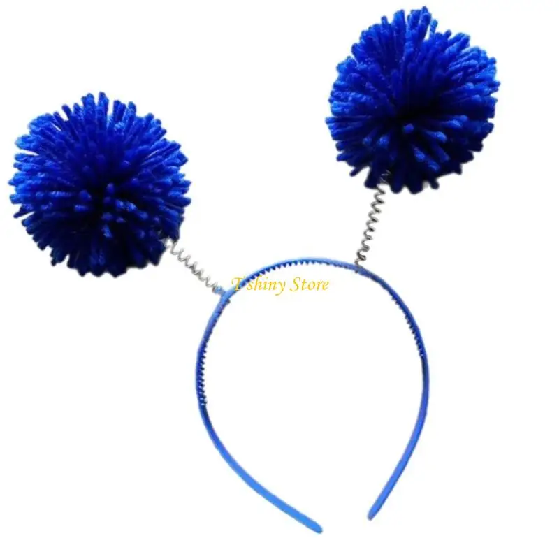 N58F Kid Headband Photo Props Party Fun Headband Party Pompoms Karaoke Party Hair Hoop Christmas 2025 for New Year Stage