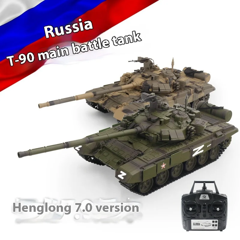 New Henglong Tank Military Model Remote Control T90 Tank Infrared Battle Tracked Launch Smoke Off Road Vehicle Children'S Toys