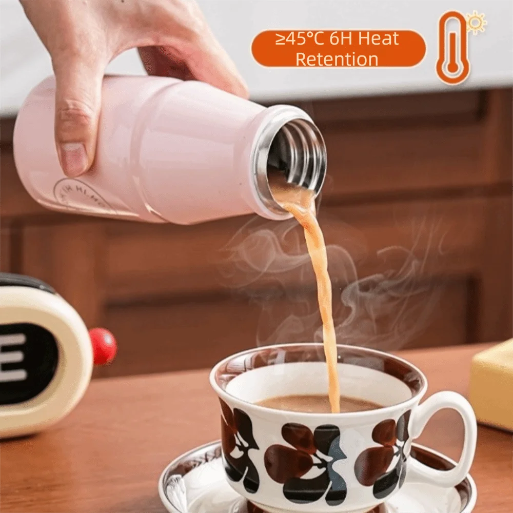 280ML Milk Coffee Cup Macaron Color with Hanging Chain Stainless Steel Pocket Cup Leak Proof Portable Thermal Cup Office