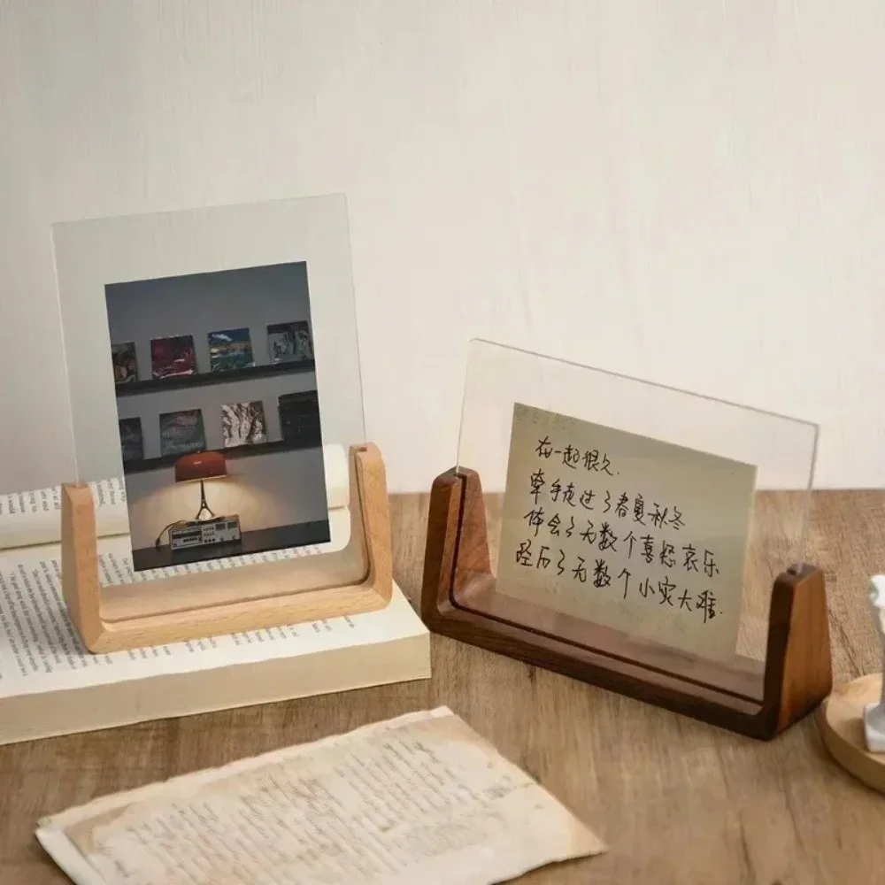 U-shaped Photo Frame Wooden Holder Beech Wood Walnut Wood Picture Frame Holder Photo Display Desktop Picture Holder Office Use