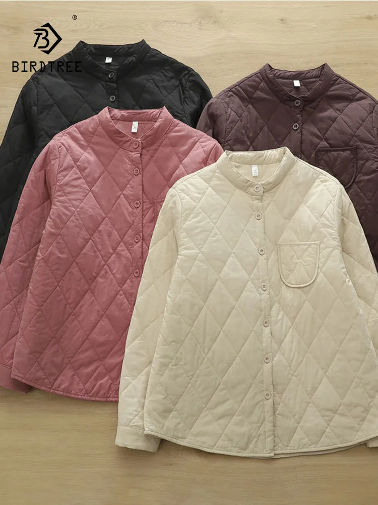 

New 2025 Winter Cotton Padded Long Sleeve Shirt, Women Stand Pocket Patchwork, Mori Girl Preppy Style Warm Loose Blouse T5D626CC