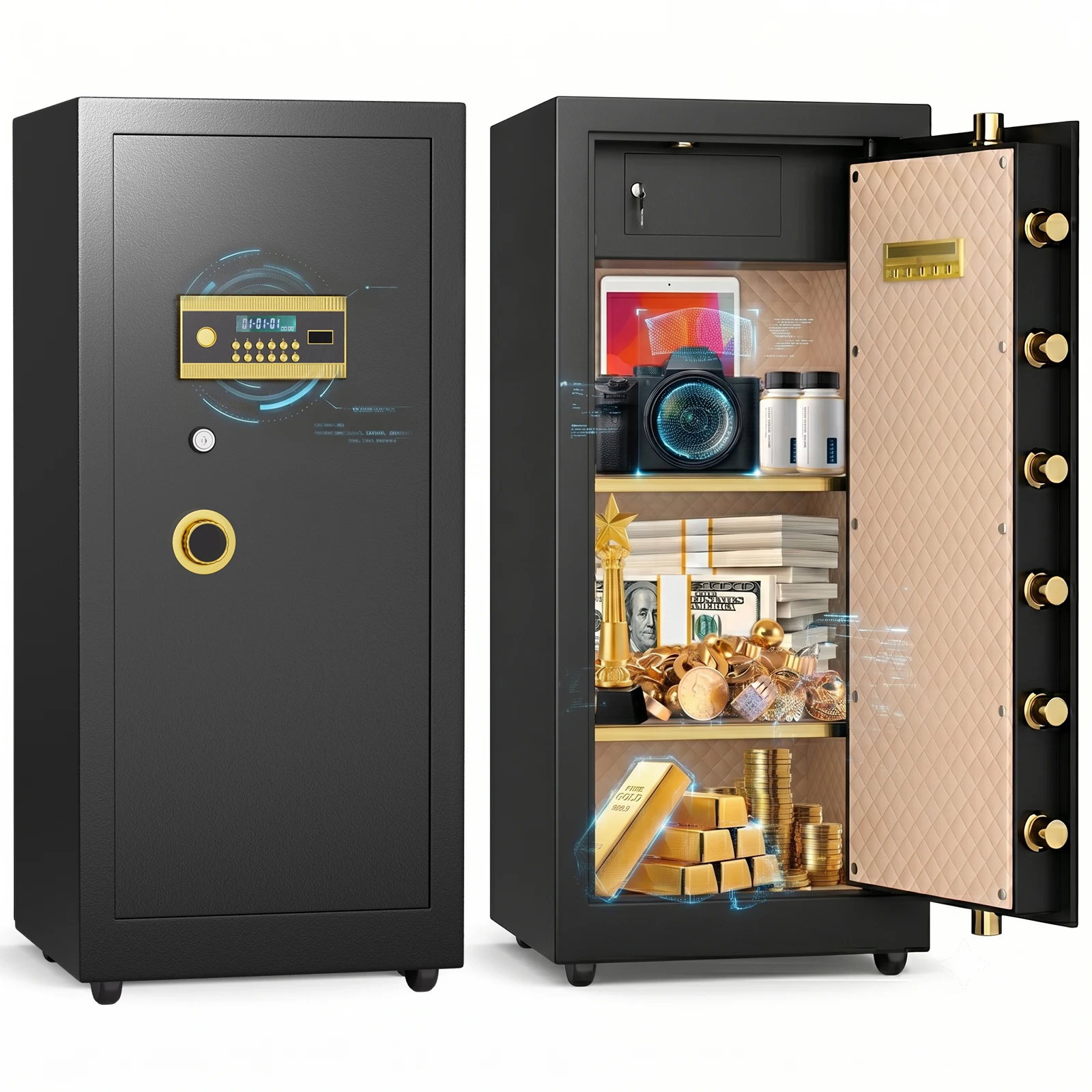 Extra Large Safe Box, 10.0 Cubic Feet Heavy Duty Big Safe with Security Double Key Lock & Seperate Lock Box for Document