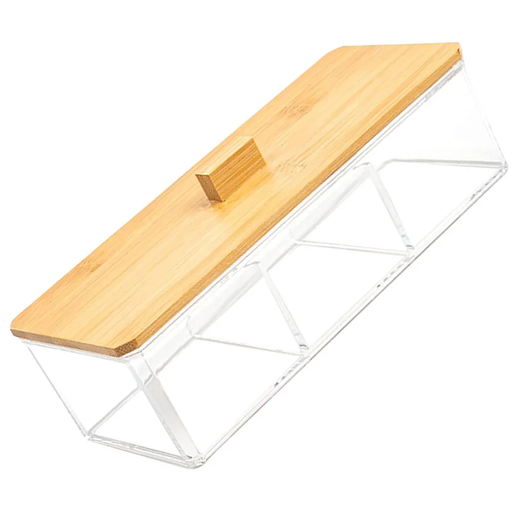 

Bathroom Bamboo Lid Storage Box Makeup Cotton Swabs Organizer Napkin Wood Holder