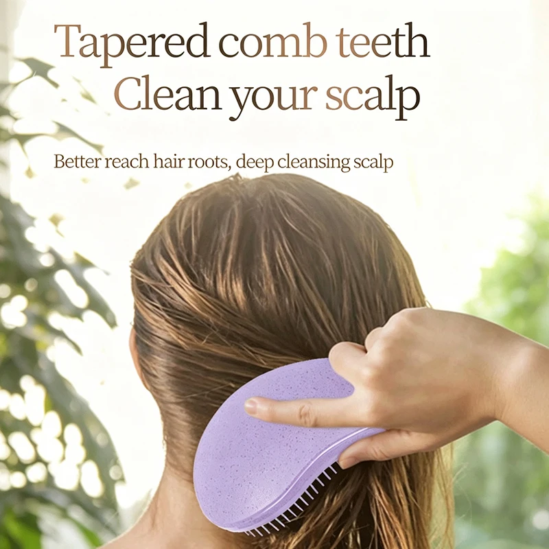Detangler Hair Brush Wide Tooth Comb Set Wheat Straw Anti‑knot Hairbrush Smooth Tangled Hair Styling Tools for Curly Long Hair