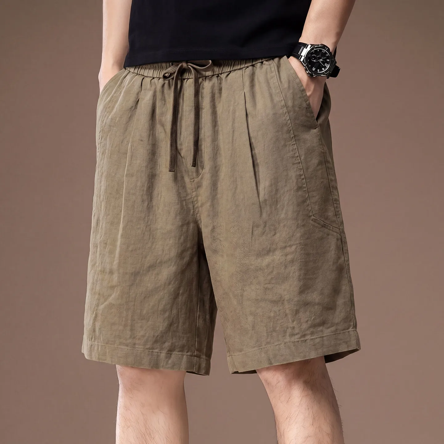 100% Pure Linen Shorts Men Summer Old Money Vintage Fashion Loose Casual Breathable Comfortable Shorts Male Short Pant