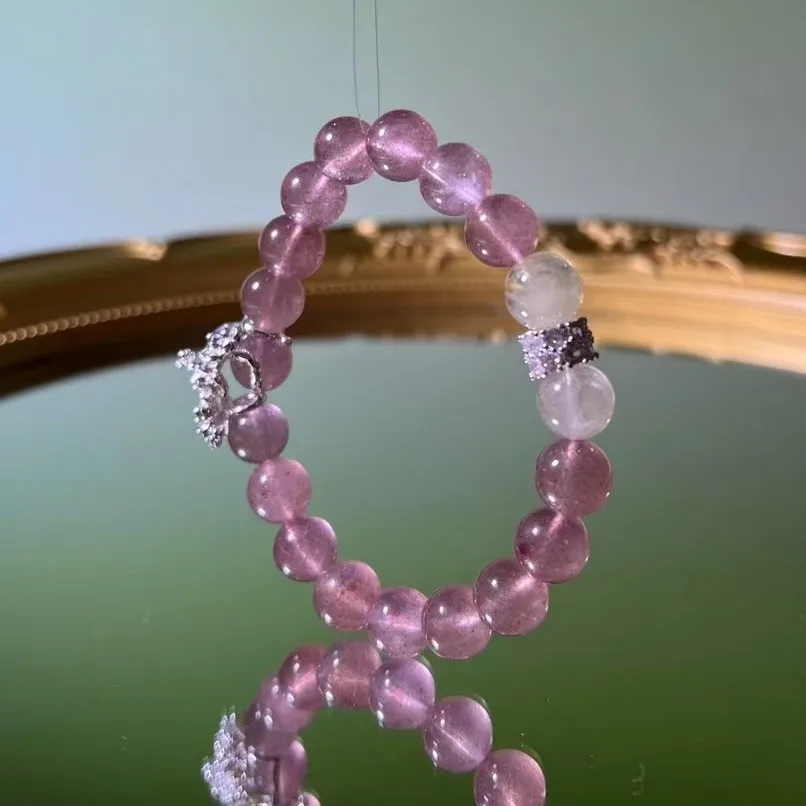 Natural Pink Crystal Strawberry Crystal Bracelet Original Design of Women's Fashion Jewelry