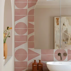Pink Frosted Peel and Stick Backsplash Self Adhesive Subway Tile Stickers for Bathroom Renter Friendly Stick on Backsplash Tiles