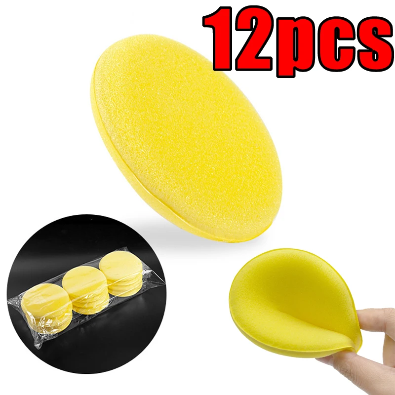 

12pcs Car Round Waxing Sponge Polish Sponges High Density Foam Applicator Pads Curing Polishing Sponges Car Detailing Tools