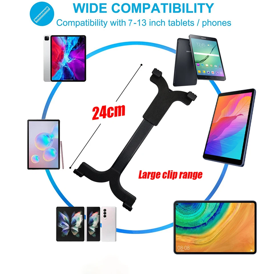 7-13 inch Tablet Bicycle Holder Support for 360 Rotating Tablet Tab Cradle Holder for Motorcycle Anti Vibration Round Handlebar