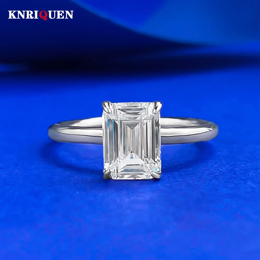 

Classical 925 Sterling Silver Emerald Cut 6*8mm High Carbon Diamond Rings for Women Engagement Ring Party Fine Jewelry Lady Gift