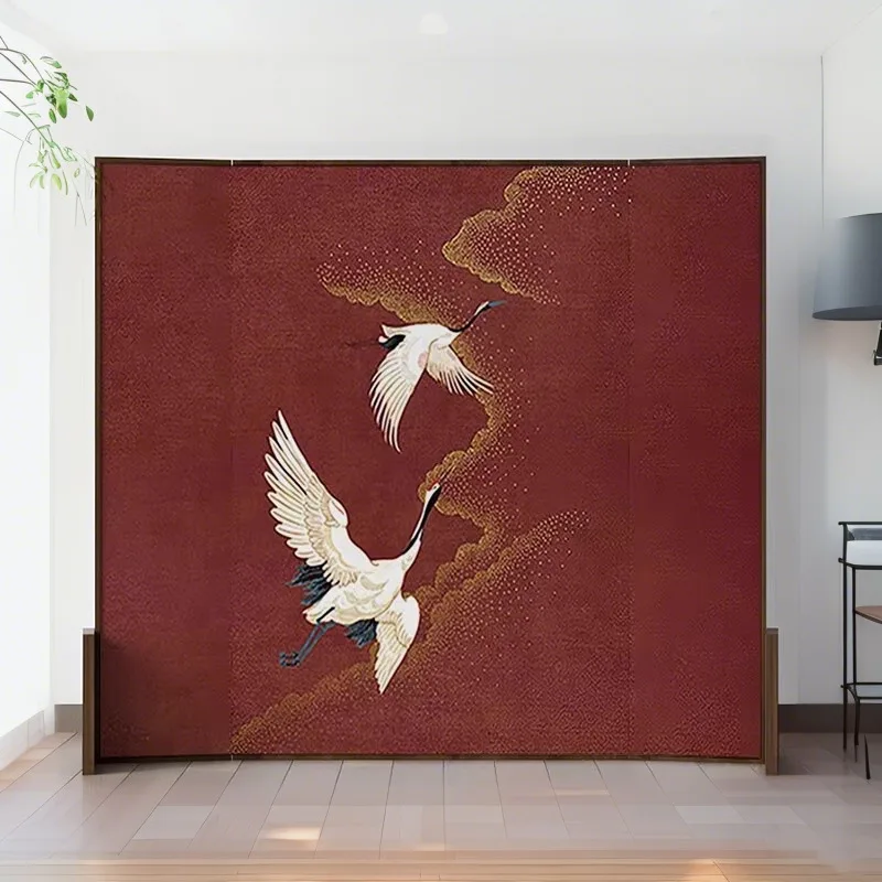 New Chinese modern background decoration screen partition hotel restaurant private room cover foldable mobile solid wood seat sc