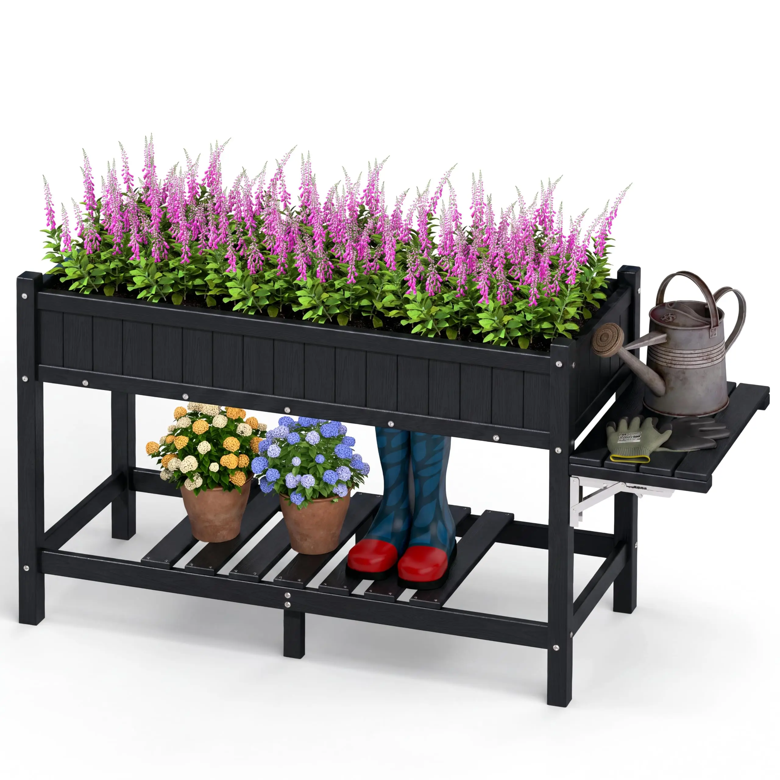 Raised Garden Bed with Legs, Elevated Flower Planter Box, Black