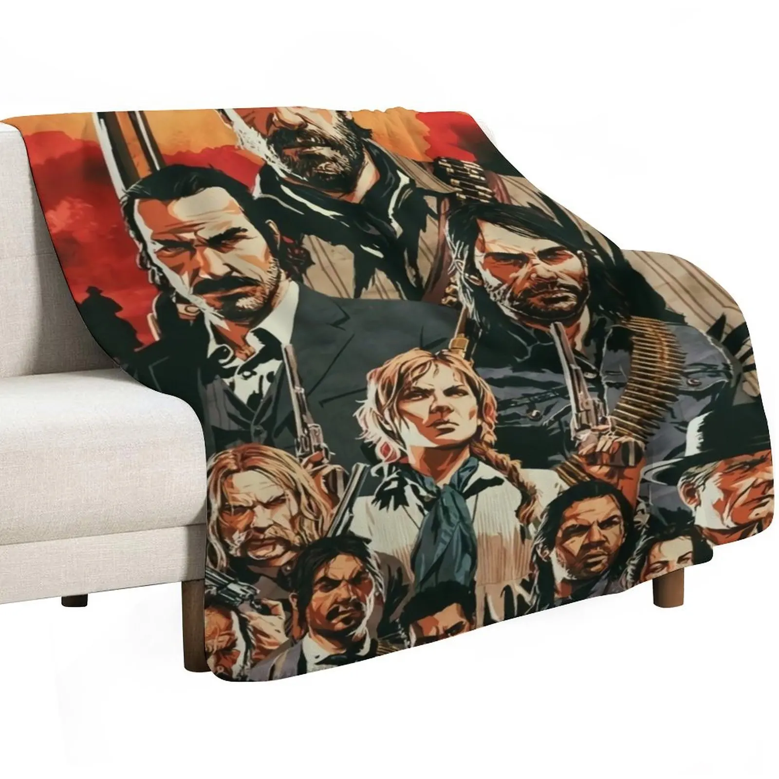 all members art works of rdr 1 and 2 online game Throw Blanket Quilt Furry Thins Bed Fashionable Camping Blankets