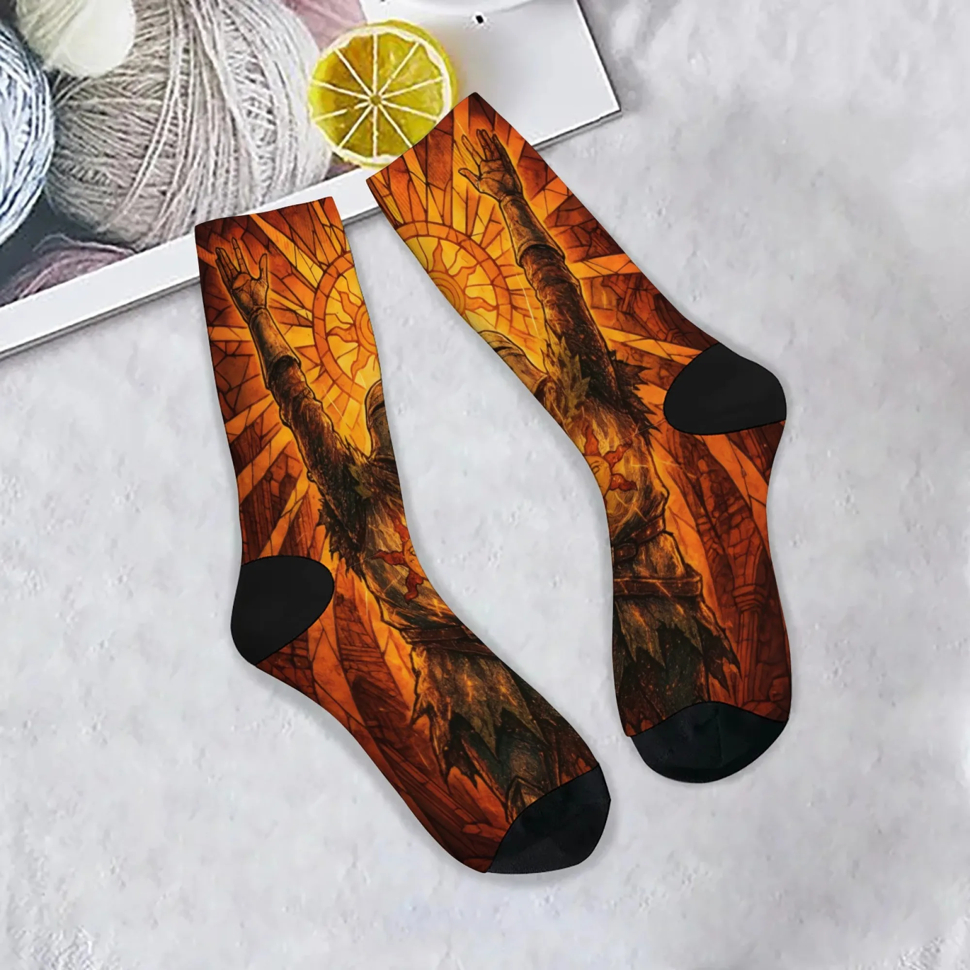 Vintage Oil Knight Socks Comfortable Stretchy Lightweight Men's Socks Sports Casual Hiking Street Hip-Hop Gothic Graphic Socks