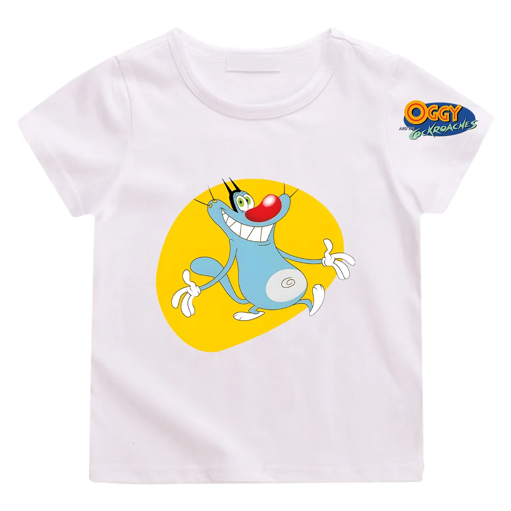 Oggy and The Cockroaches Tshirt Funny Animation Anime Tees Kids Cotton Tshirt Summer Short Sleeve High Quality Tee-shirt Clothes