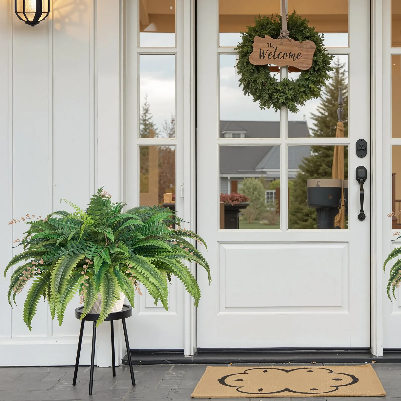 

Искусственные папоротники, естественный диаметр раскрытия 37-41 дюйм, большие подвесные искусственные папоротники Бостон, устойчивые к солнечному свету, декор для стен из искусственных растений