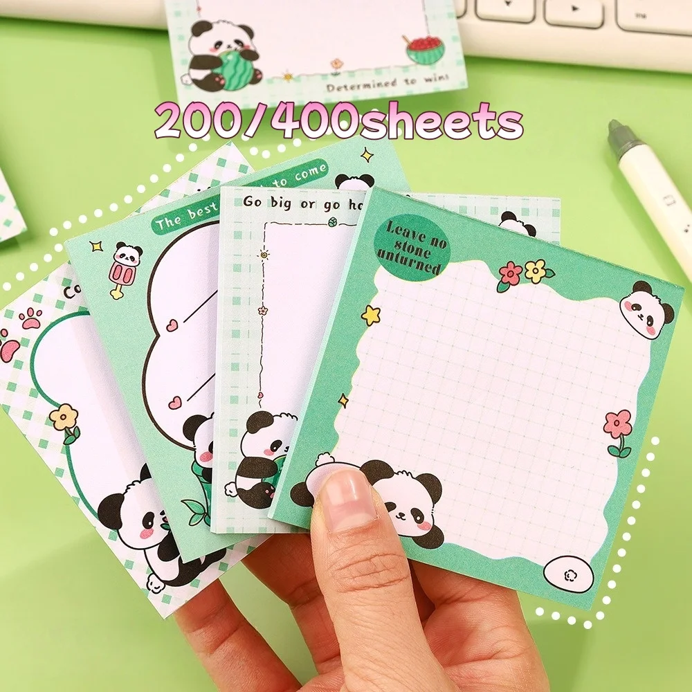 200 Blatt Panda-Notizblöcke, niedliche Tier-Notizblöcke, kein Kleber für Studenten, ästhetisches Büro, Schulbedarf, große Notizbuch-Etiketten