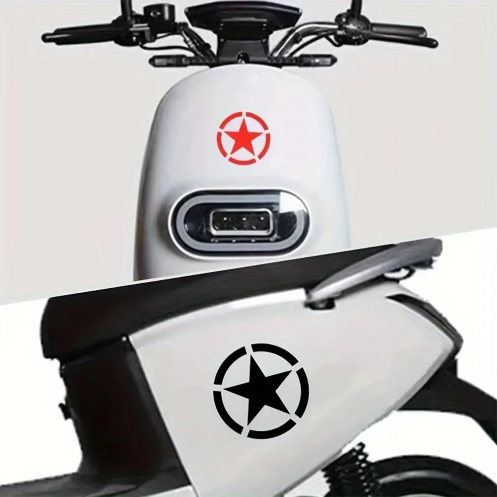 1Pc Leger Vijf-Puntige Ster Refit Stickers Motorfiets Stickers Voor Brandstoftank Spatbord Waterdichte Race Helm Creatieve Auto Stickers