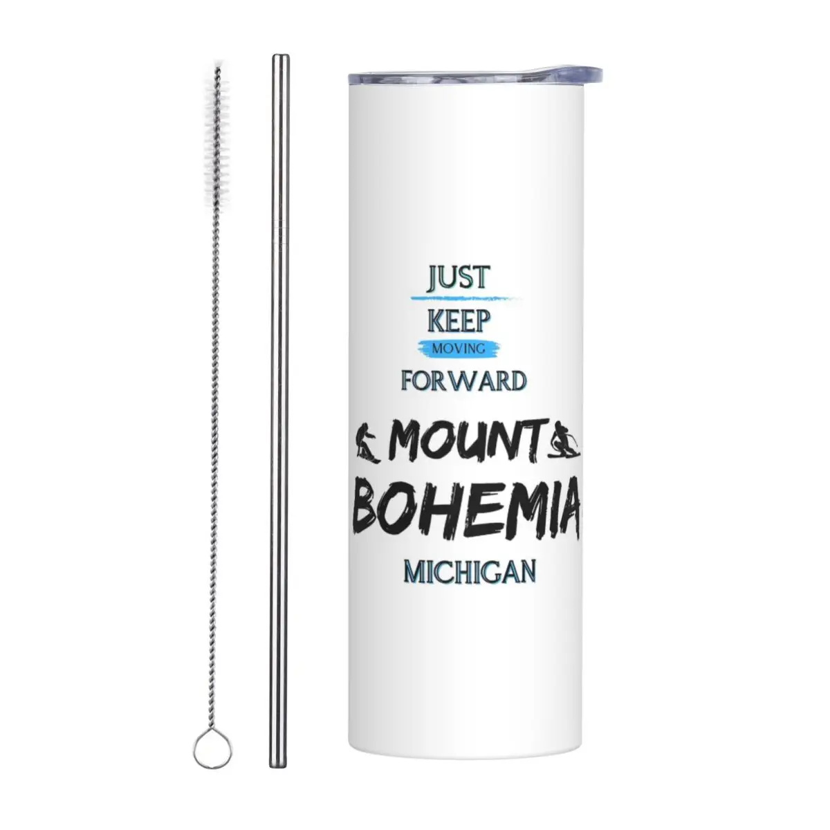 Mount Bohemia. Gift Ideas For The Ski Enthusiast Stainless Steel Tumbler Insulated Mugs Thermal Cold Cups Straw With Lid 20oz