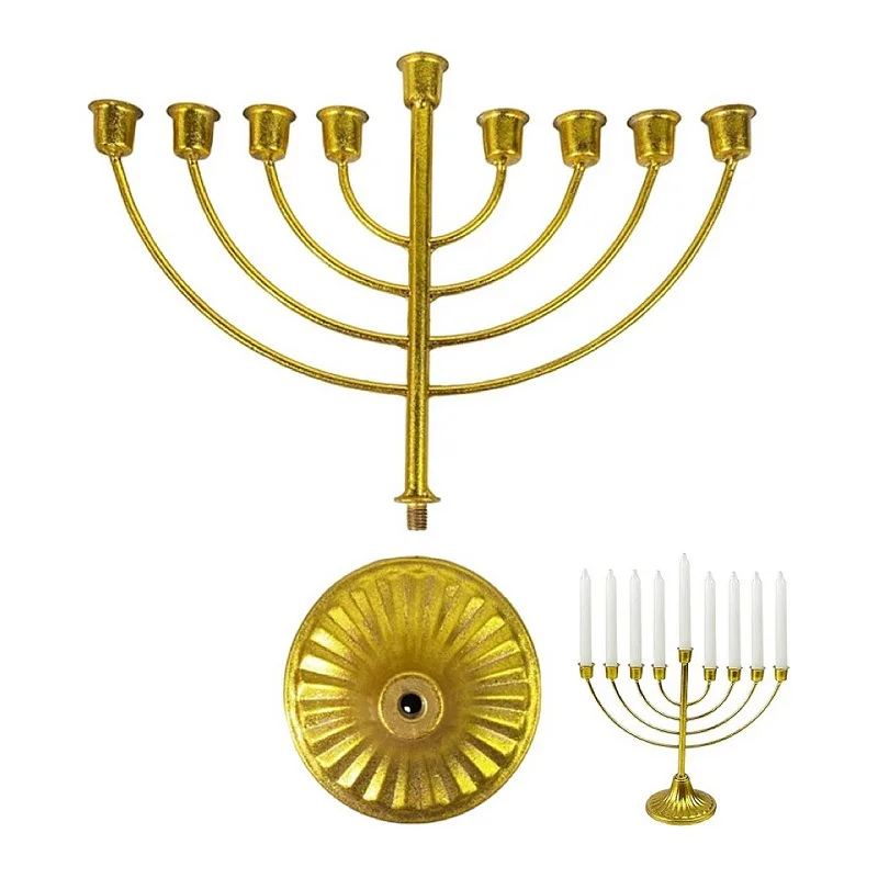 Factory Direct Compatible with Nine-headed Candlestick Hanukkah Gold Wrought Iron Candlestick Holder Holiday Candle Cup Ornament