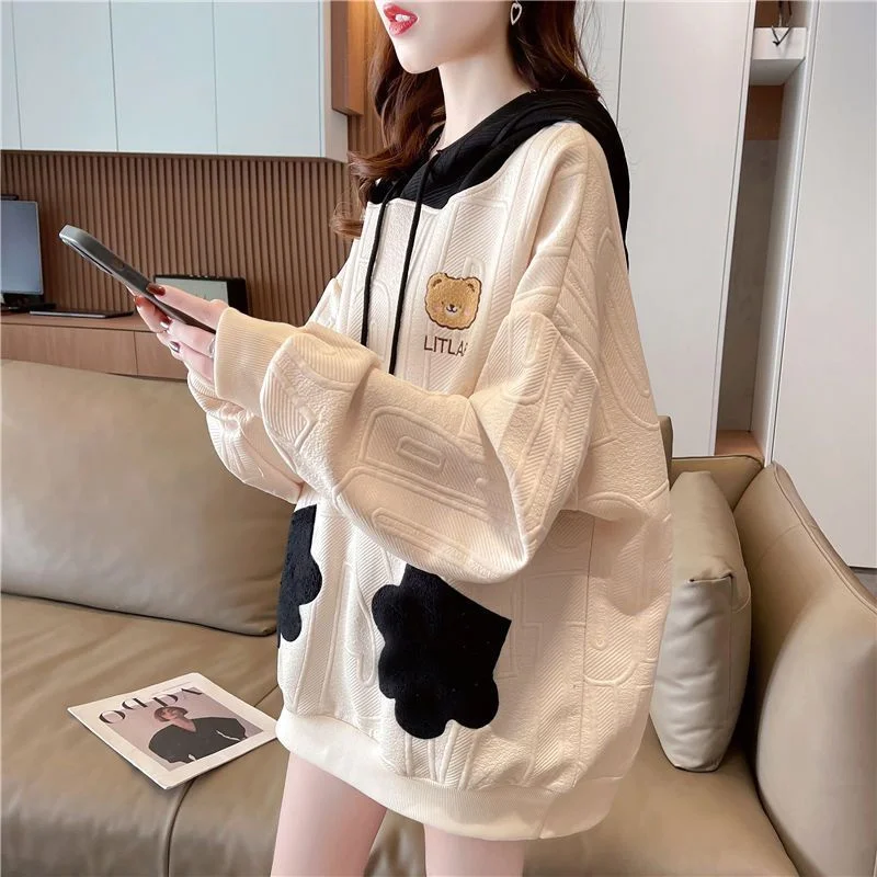 

INS Super Fire Sweater Women's Spring and Autumn Thin Loose Korean Style Fashion Student Versatile Long sleeved Hoodie Top Coat