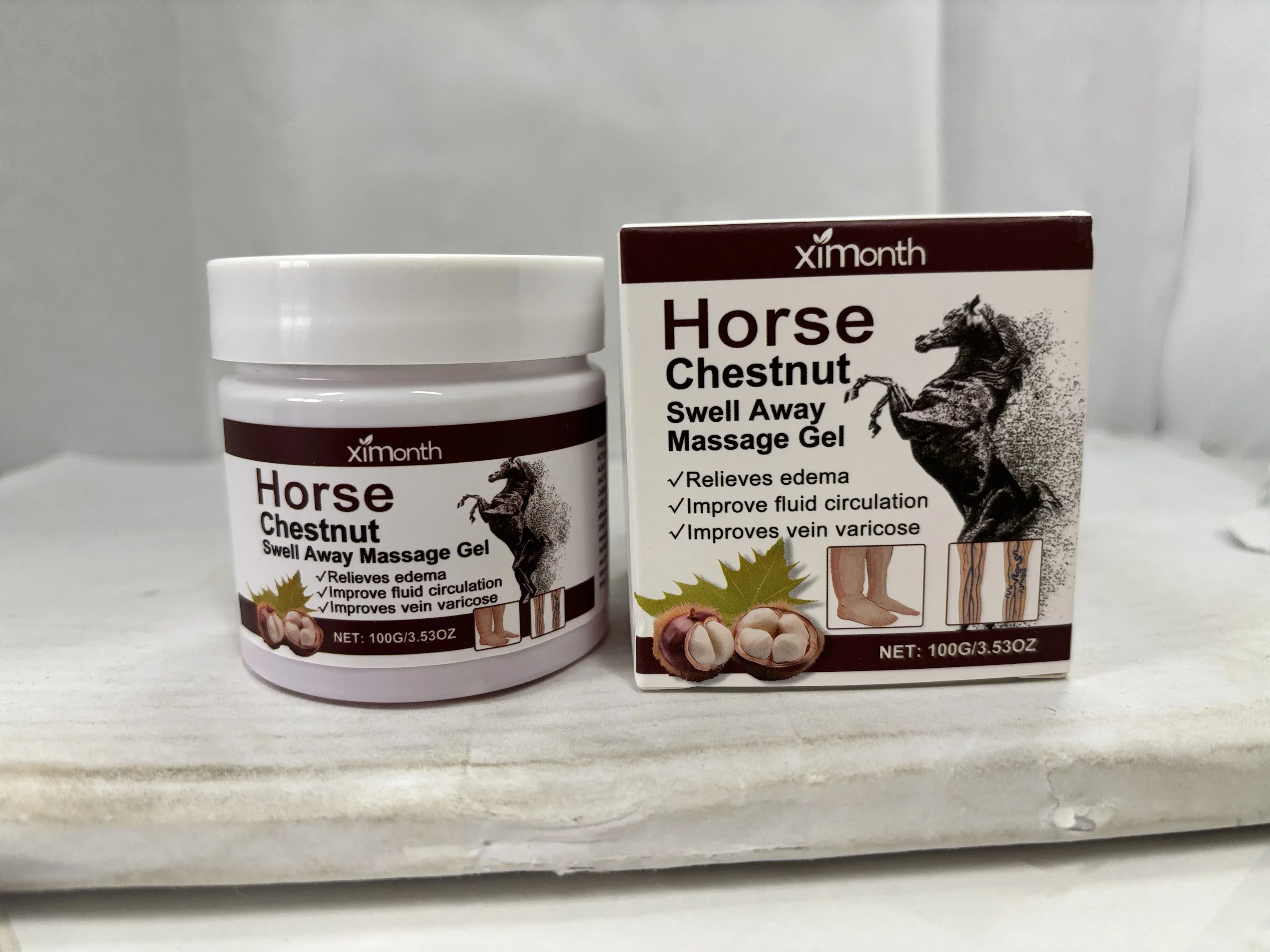 Horse Chestnut Swell Away Massage Gel - Edema Relief & Varicose Vein Support - Improves Circulation - 100g/3.5OZ