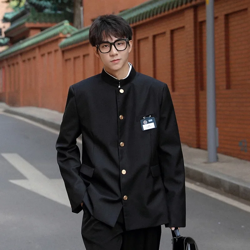 Fashion DK Uniform Men Jacket Japanese Stand Collar MAO Suit Men Hot Blood College Uniform Solid Color Blazer for Men Casual Top