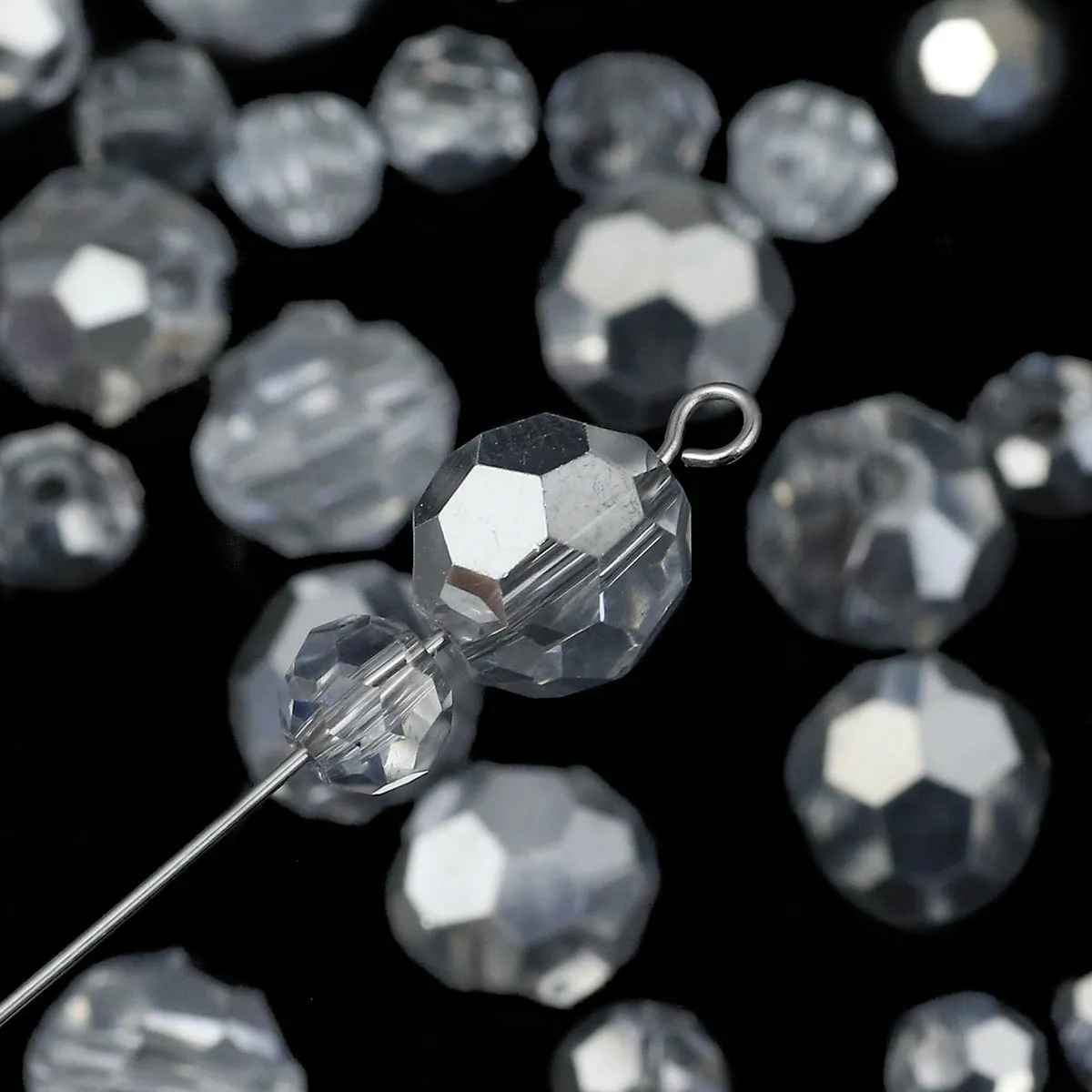 20-200pcs Ball Faceted Shape Half Silver Color Austrian Round Crystal Loose Beads Jewelry Making Bracelet DIY Accessories 3-10mm
