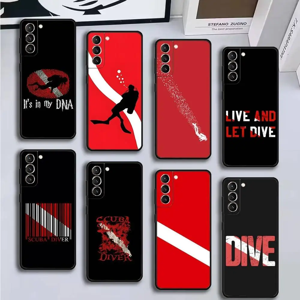 

Scuba Diving Dive Flag Phone Case For Samsung GalaxyA13,21s,22,31,32,52,53,71,72,73,Soft Black Cover