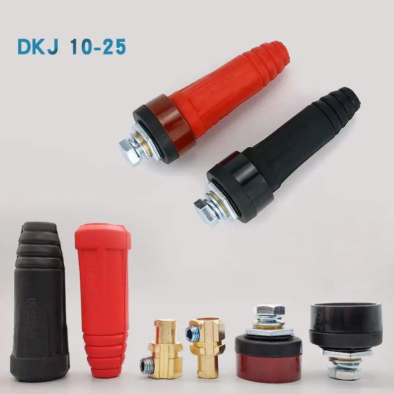 Conector de Cabo Macho e Fêmea de Engate Rápido para Máquina de Solda TIG DKJ10-25 (4 Peças) - Adaptador de Soquete/Plugue DKZ10-25 para Dinse 4P