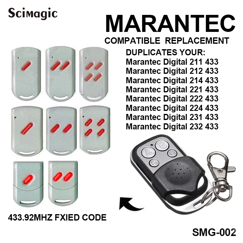 

For MARANTEC Digital 211/212/214/221/222/224/231/232 433 433mhz Fixed Code Remote Control Garage Door Motor Transmitter