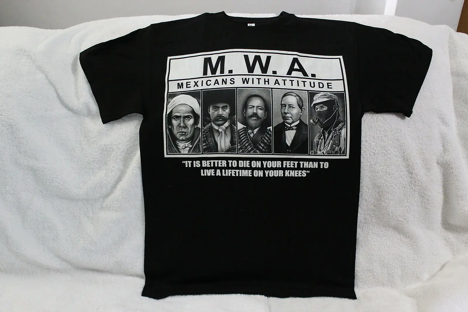 

MEXICANS WITH ATTITUDE MWA MORELOS ZAPATA VILLA JUAREZ MARCOS MEXICO T-SHIRT