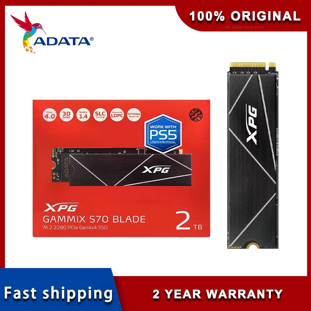 ADATA XPG GAMMIX S70 BLADE SSD PCIe 4x4 NVMe M.2 2280 Solid State Drive 1TB 2TB Internal Hard Drive for Desktop Laptop