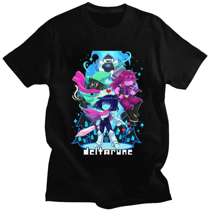 

Custom Love Delta Rune Sparkling T Shirts for Men Pure Cotton Tee Tops Tenna Deltarune Tshirt Short Sleeve T-shirt Clothes