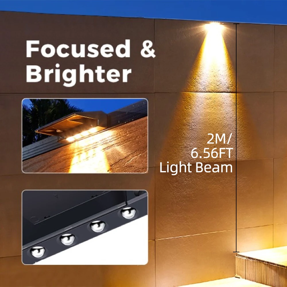 2 Pack Solar Fence Lights,Wall Lights Outdoor,IP44 Waterproof Fence Solar Lights Outdoor for Backyard,Wall,Deck,Porch,Step image 5
