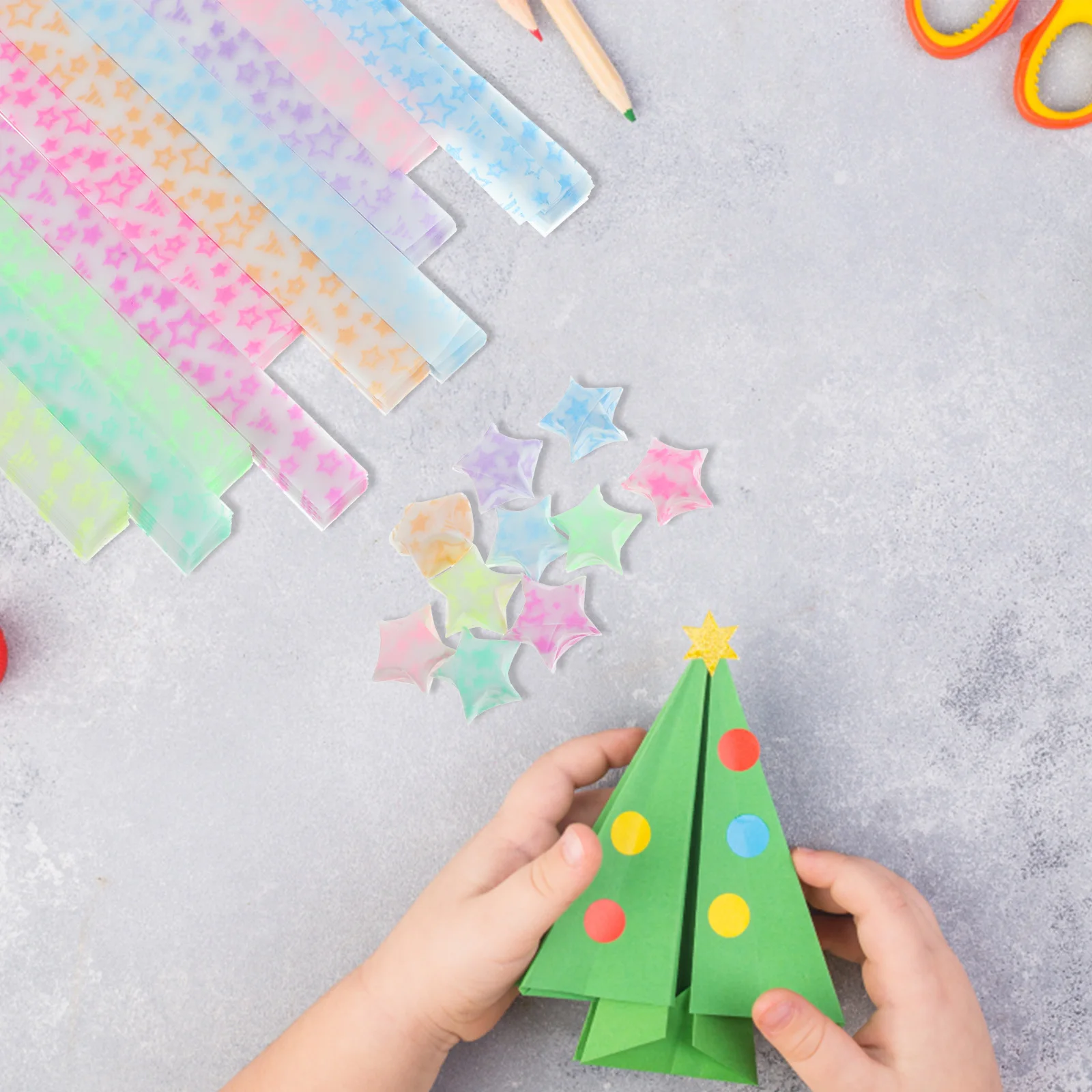 840 Pcs Luminous Star Origami Papers for Kit Beginners Handcraft Game Desktop Decoration Pattern Crafts Making Strips