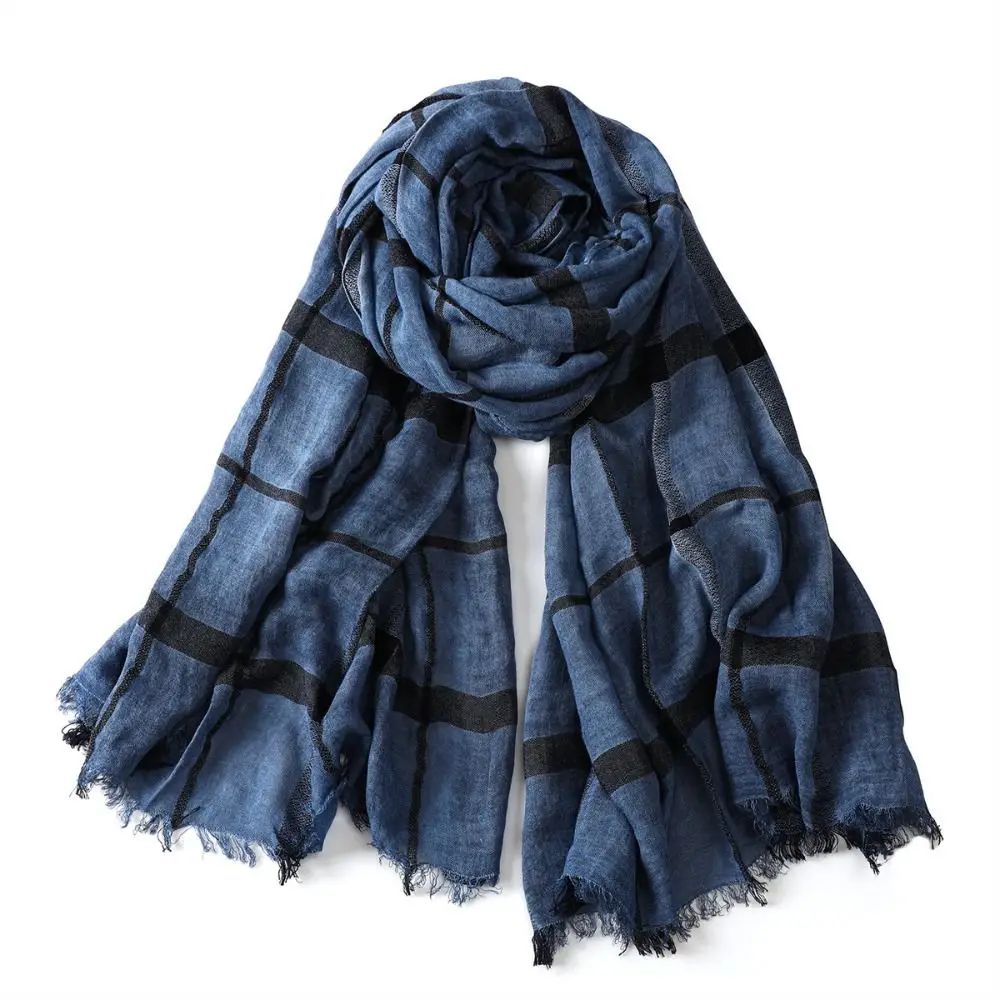 

Trendy Autumn Winter Cotton Linen Scarf Vintage Square Plaid Printed Scarf Luxury Brand Design Keep Warm Shawl Wrap
