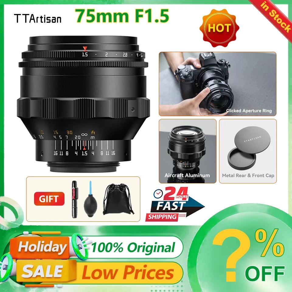 TTArtisan 75mm F1.5 Swirly Bokeh Full Frame Lens M42 mount can be transferred to Sony Canon Nikon Fuji Lumix camara fotografica