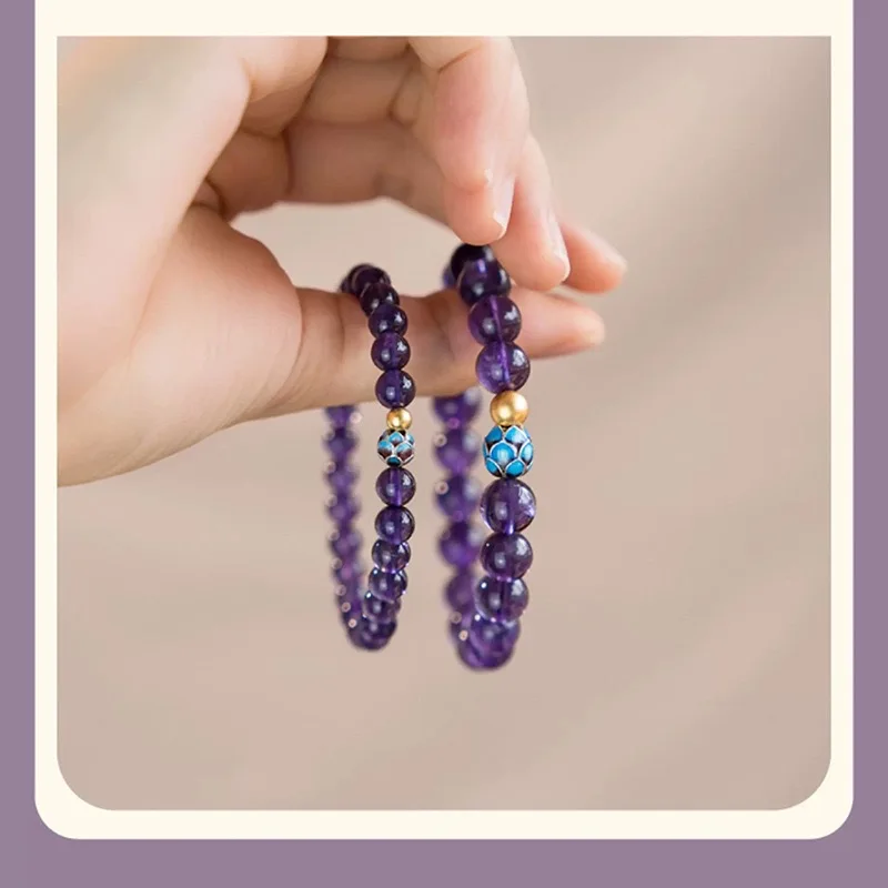 

Natural Amethyst Blue Lotus Beads Bracelet Carving Lucky Fashion Genuine Women's Jewelry Accessories Energy Gift Best Seller