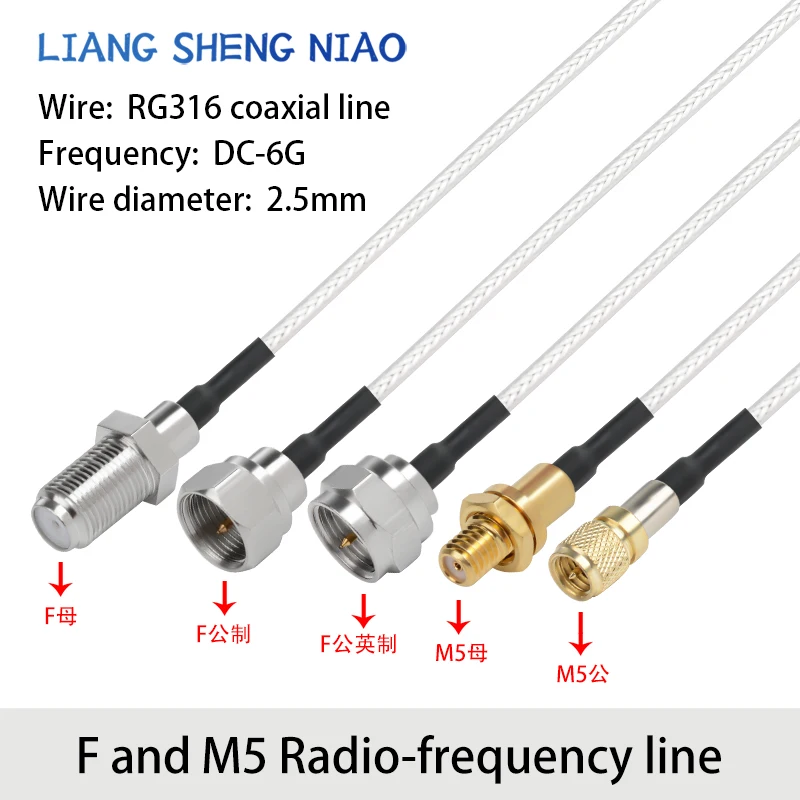 Cable adaptador RF RG316 F a M5, conectores macho y hembra f a M5, conexión de señal de antena, cable de extensión