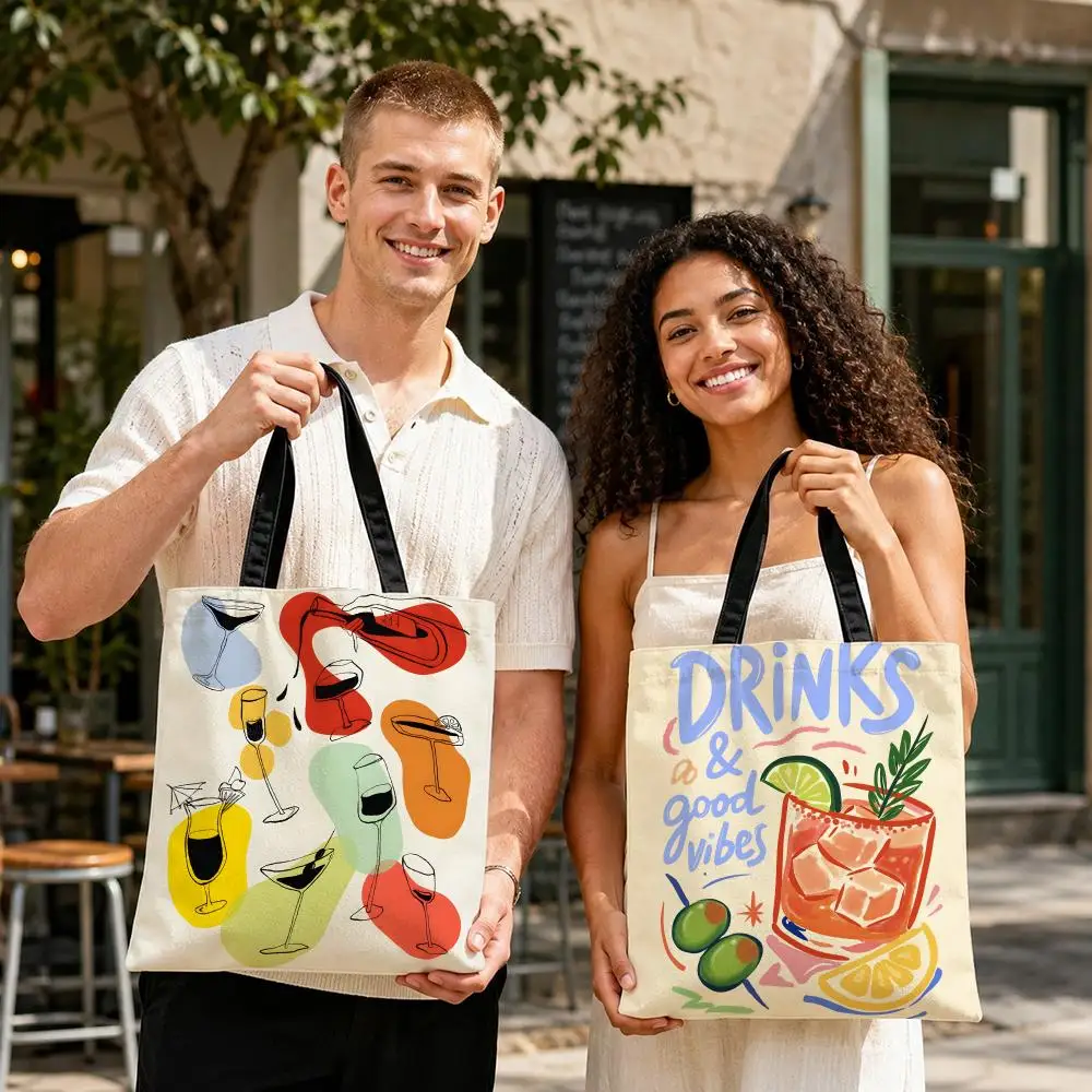 Bolsas de almacenamiento para guarniciones de aceitunas Art M-Martini, bolso de compras de lona duradero, bolso de hombro ligero para mujer, para ir de compras a la escuela