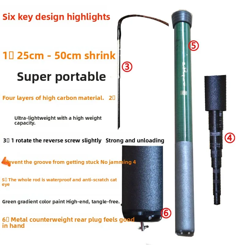 Super Short Section Fishing Rod, Pocket High Carbon Stream Rod, Mini Portable Hand Rod