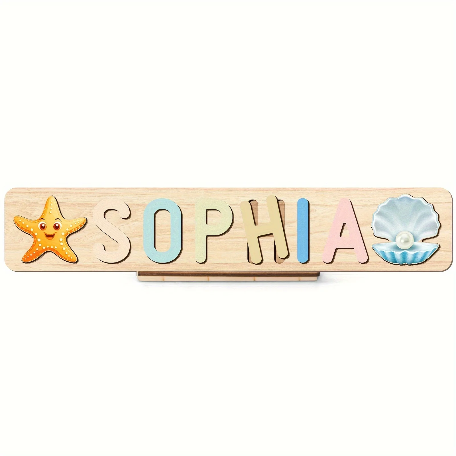 Montessori Toddler Name Wooden Puzzle (Ages 1-3), 3D Alphabet Customized Wooden Puzzle Toy, Personalized Gift