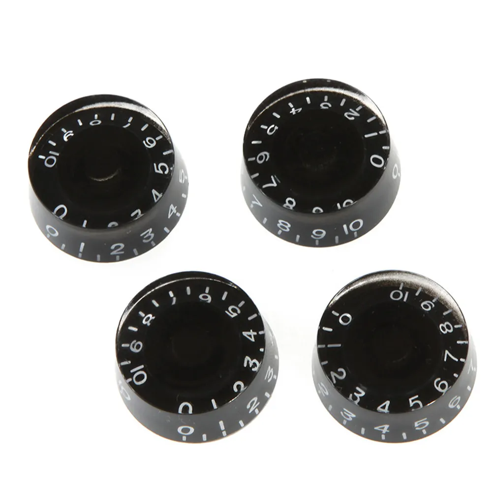4Pcs Guitar Control Knobs Volume Tone Replacement Set Electric Guitar Parts Premium Material Rigid Digit Design Black