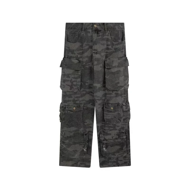 2023 American Style Retro Street Camouflage Overalls Damen Hip-Hop gebratene Straße weitb einige Freizeit hose High Street Ins Tide Y2k