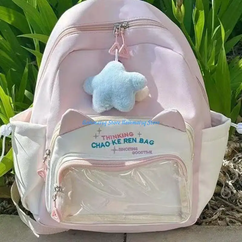 573B Lovely Backpacks for School Anime Cosplay Clear Pins Display Backpacks Daypack Girl Aesthetic Itabag Backpacks with Insert