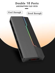 CX FUTRUE Dual 10 Port Fan Hub With 100% ABS, 4PIN PWM+3PIN ARBG, Equipped With Remote Control (Can Control Light Color Changes)